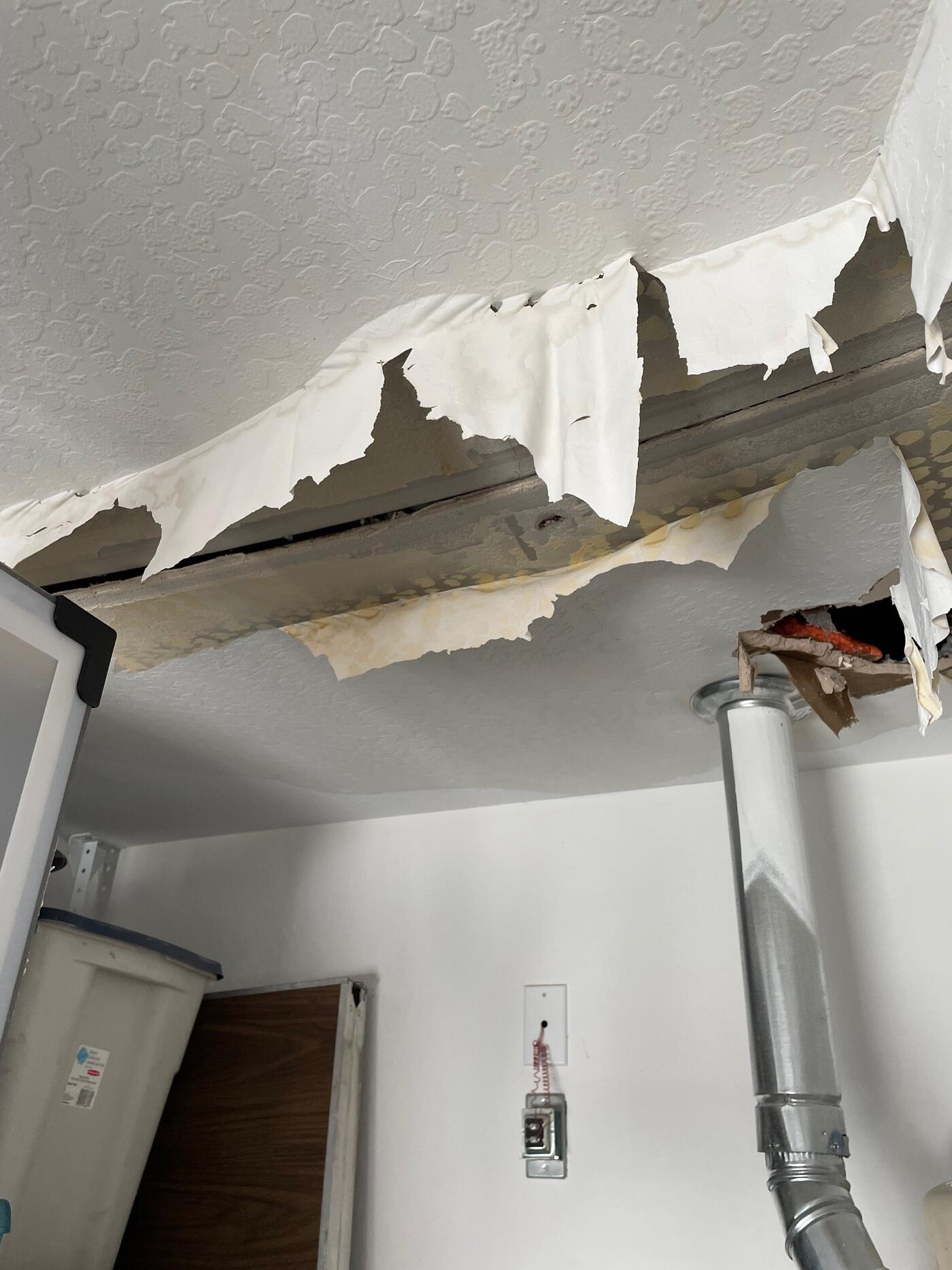 Water damage restoration project in progress